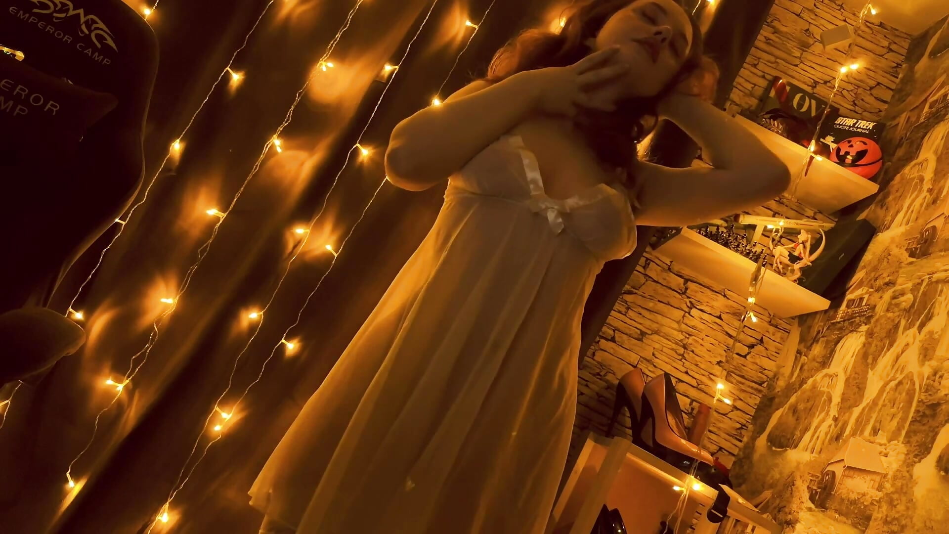 Sensual dance for you in sheer lingerie (oh, I think I forgot to put panties on...)