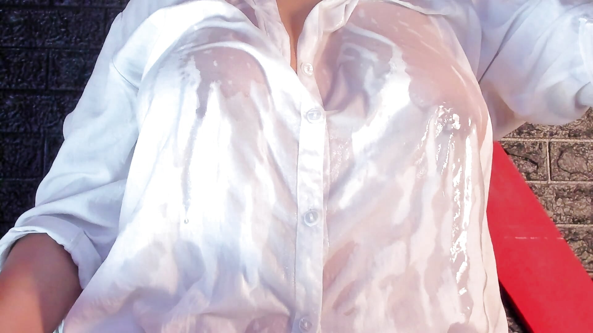 Wetting my delisious tits with my transparent shirt