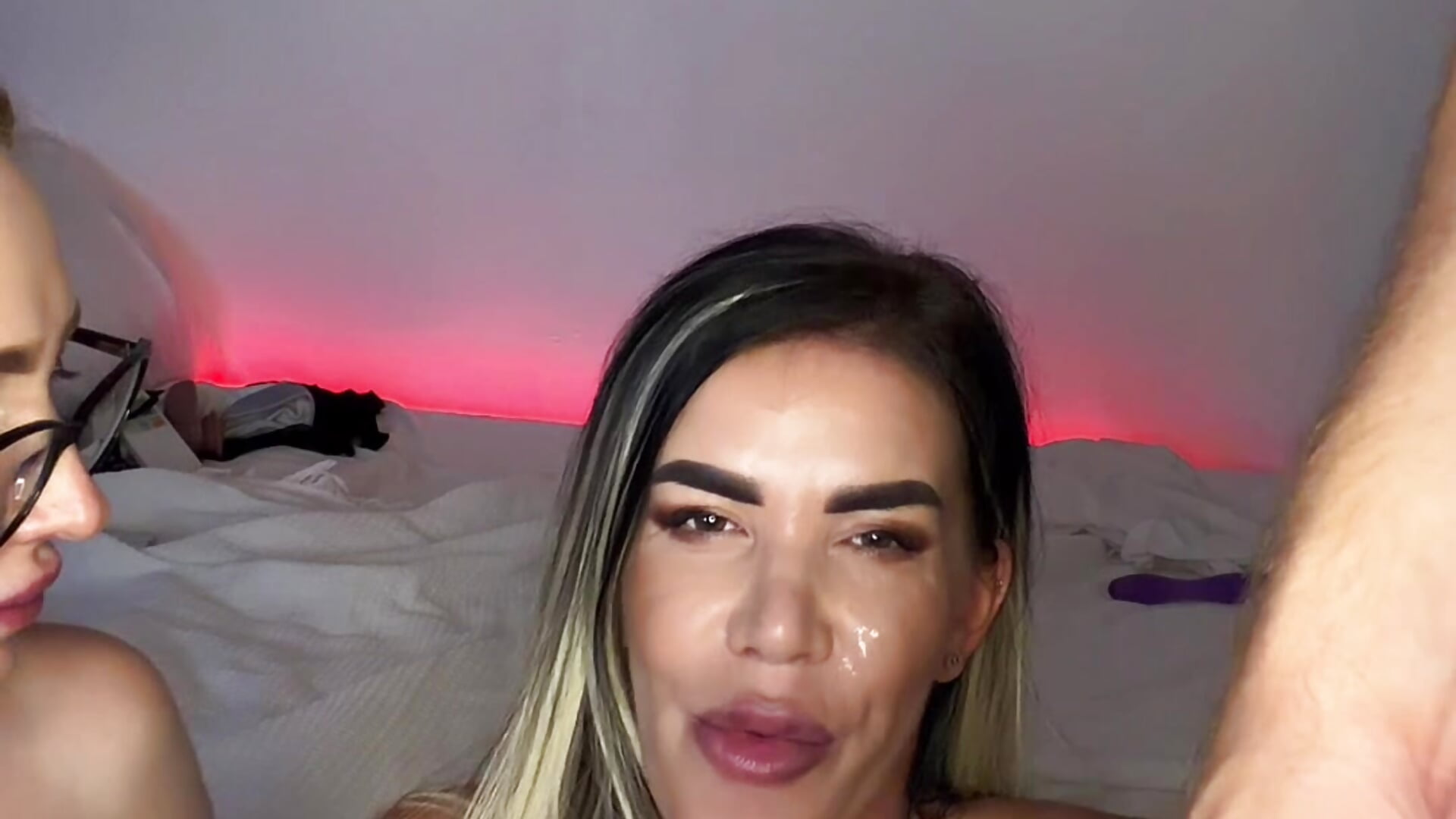 💦 Nika covered in Mike's cum. Girls in high heels inserting butt plugs.