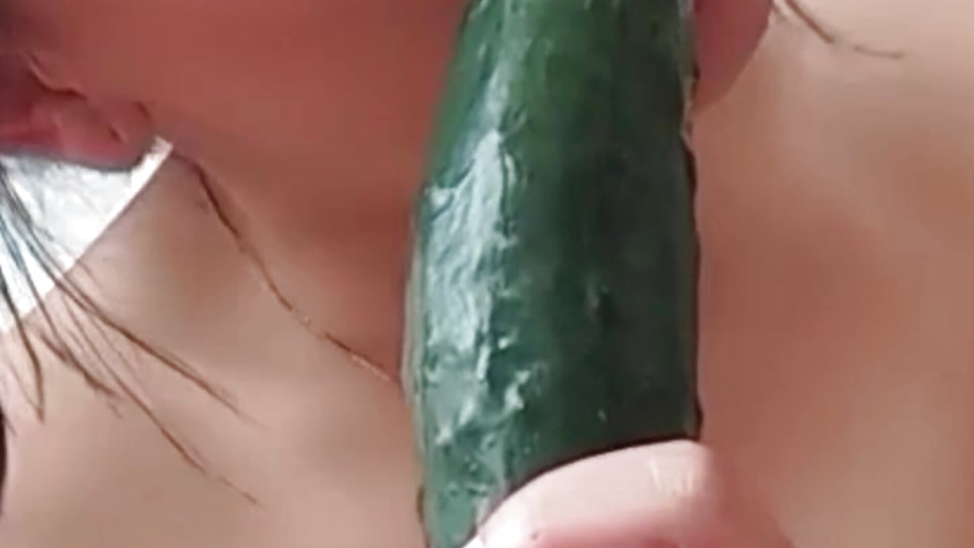 Blowjob to a cucumber