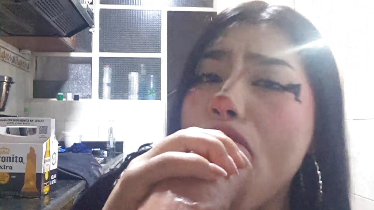 In the kitchen a good cock in your mouth feels better