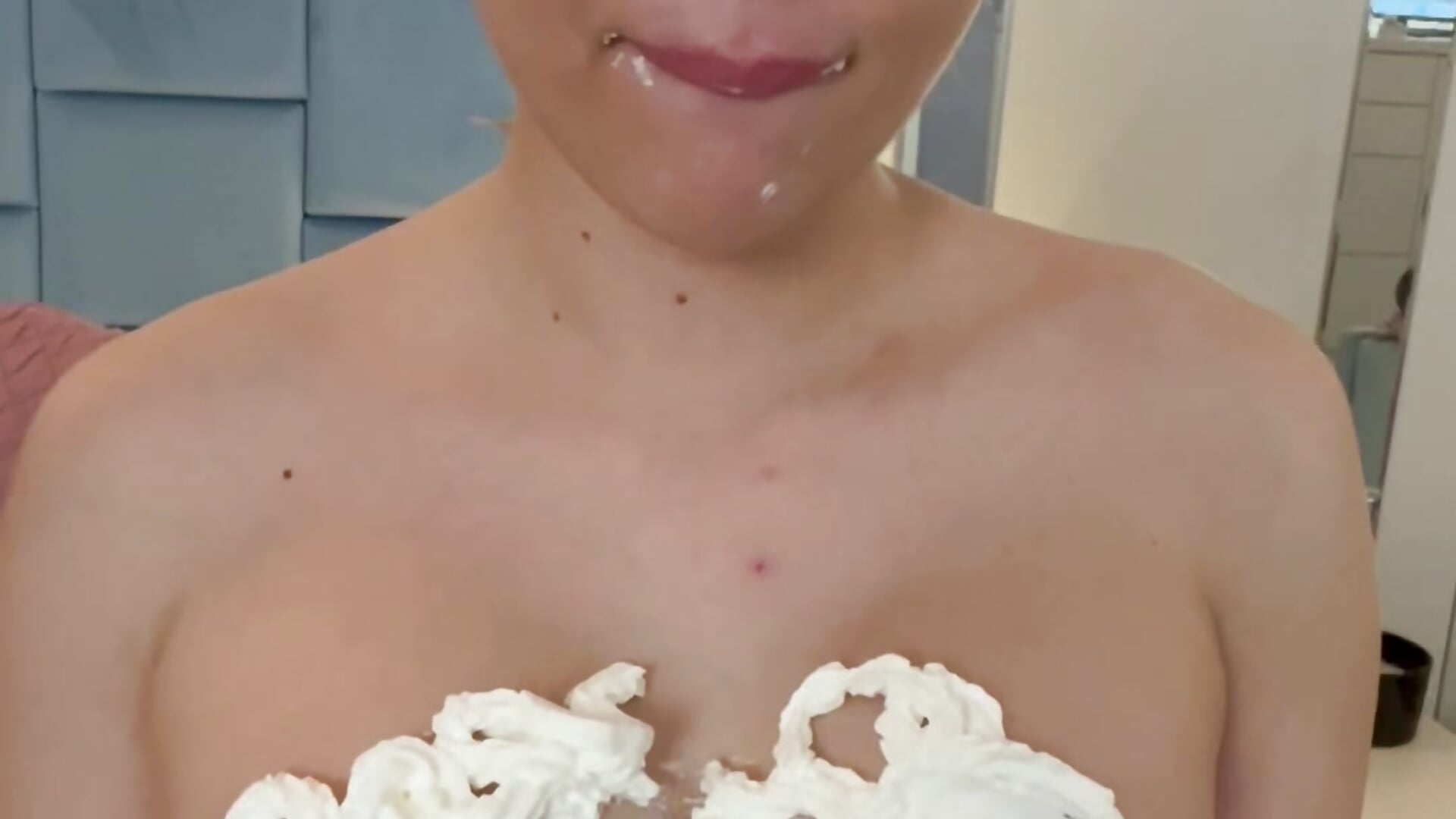 Boob job and whipped cream - video by vixenhugv cam model