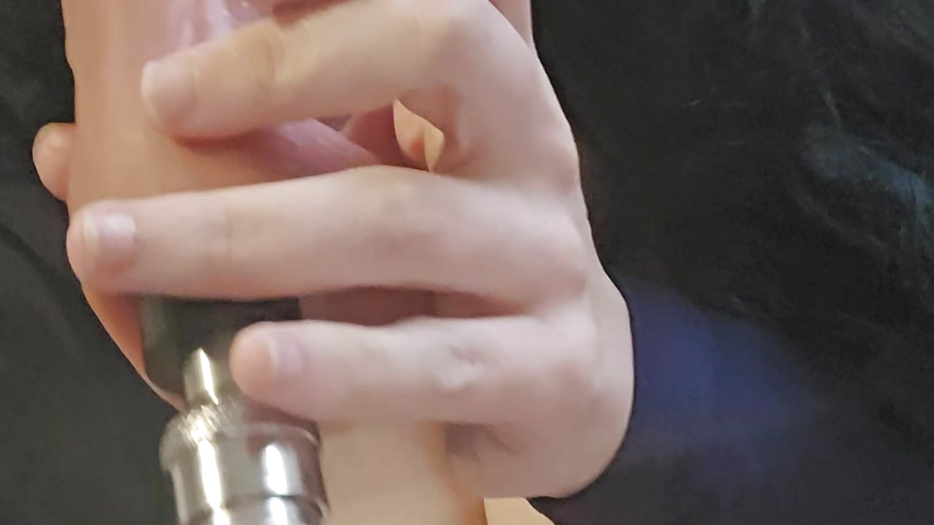 Sucking on a dildo