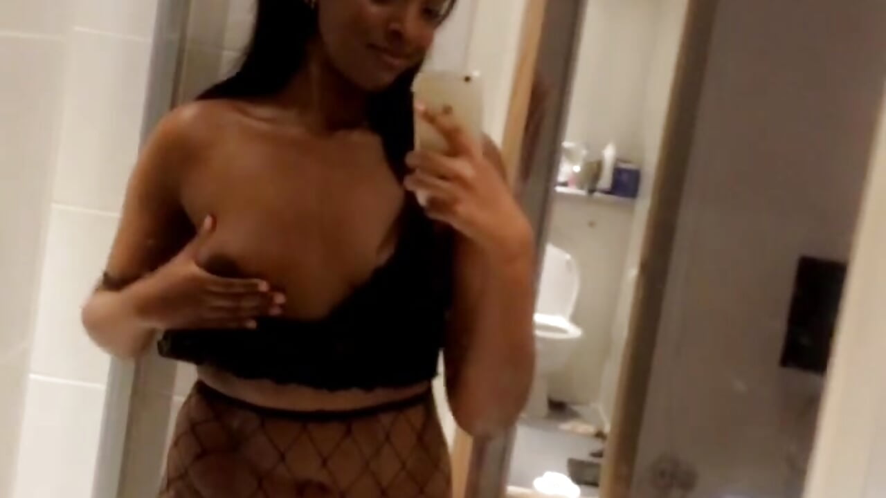 massaging tits in bathroom