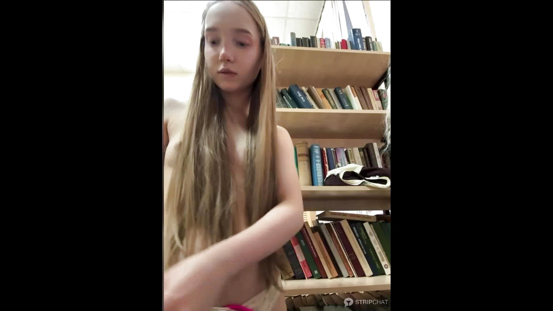 Mia and Lulu: stranger was close to caught us topless but door was locked in public library 🍒🚪 - video by bambi_lu cam model