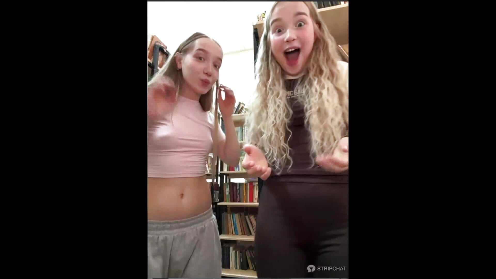 Mia and Lulu: Mia switch pants to shorts + Lulu and Mia lick each others nipples💦🍒 - video by bambi_lu cam model