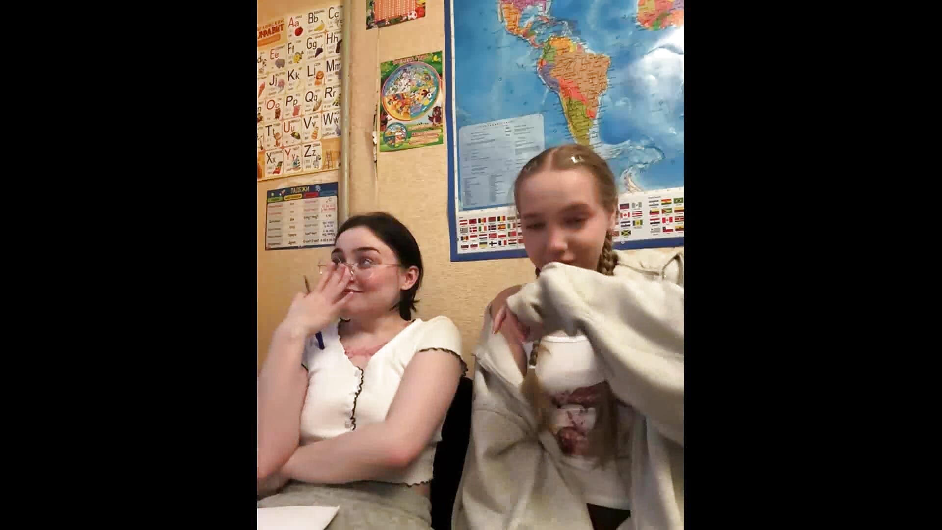 Arya and Lulu: feel ur vibes in classroom + Arya show ass in panty 🍑 - video by bambi_lu cam model