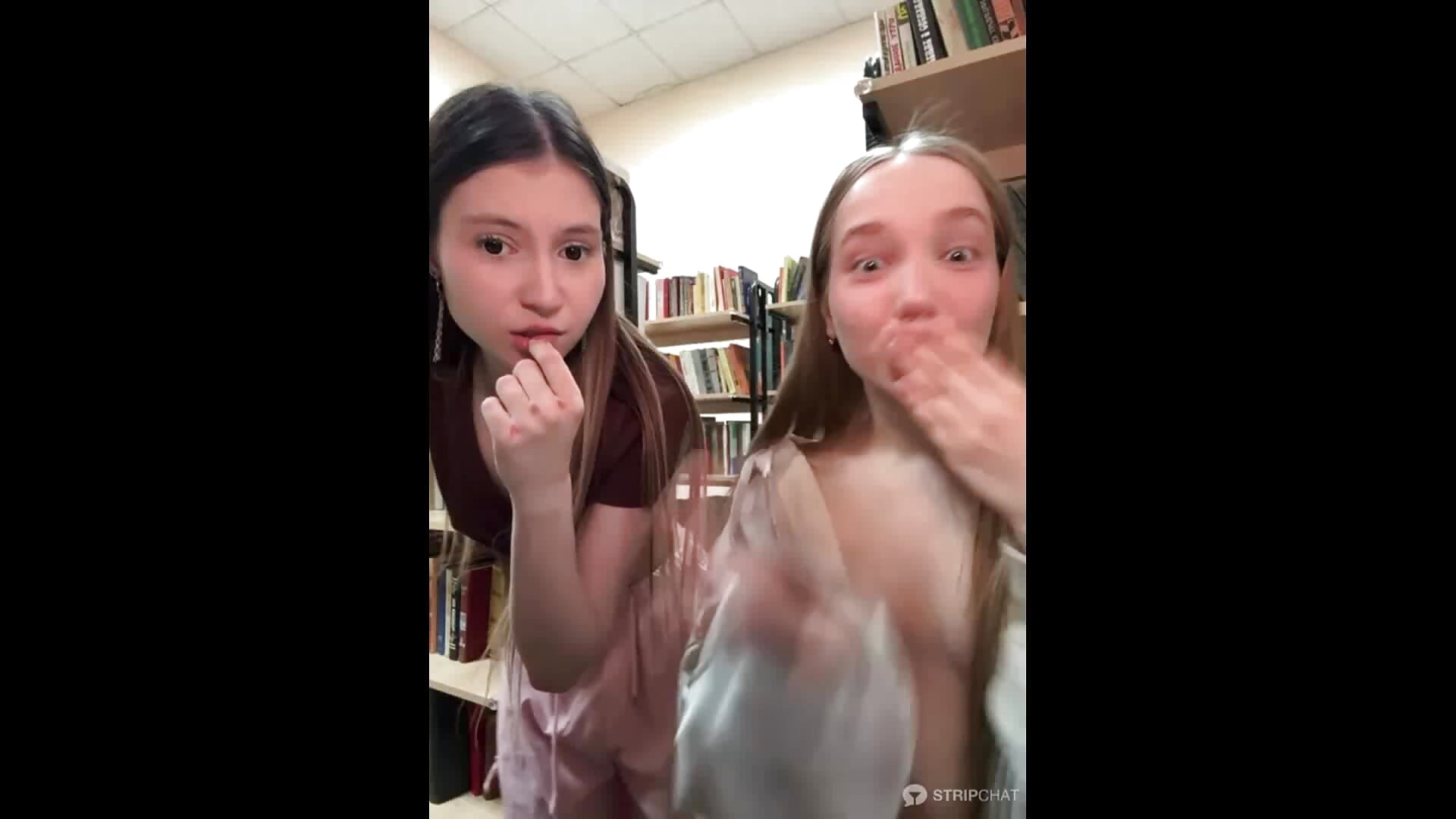 Nancy and Lulu: Nancy jump in public library + Lulu masturbate pussy 📚