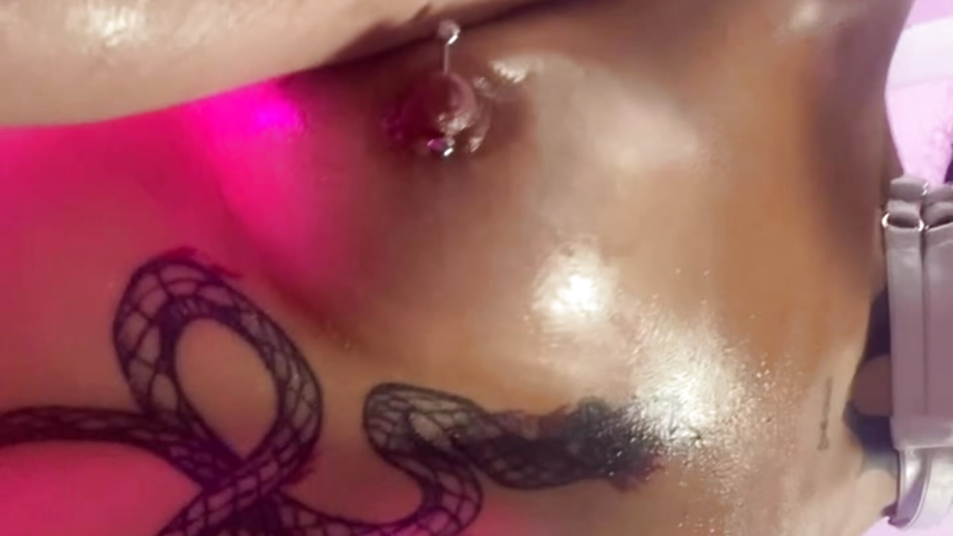 Nipple Piercing plus oil - video by SamanthaAdele cam model