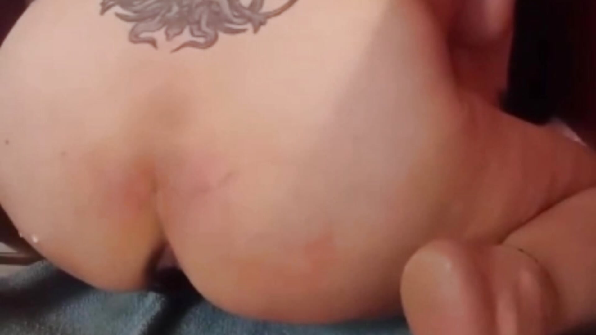 Doggy style with a butt plug, squirt, and orgasm + 2 ass photos