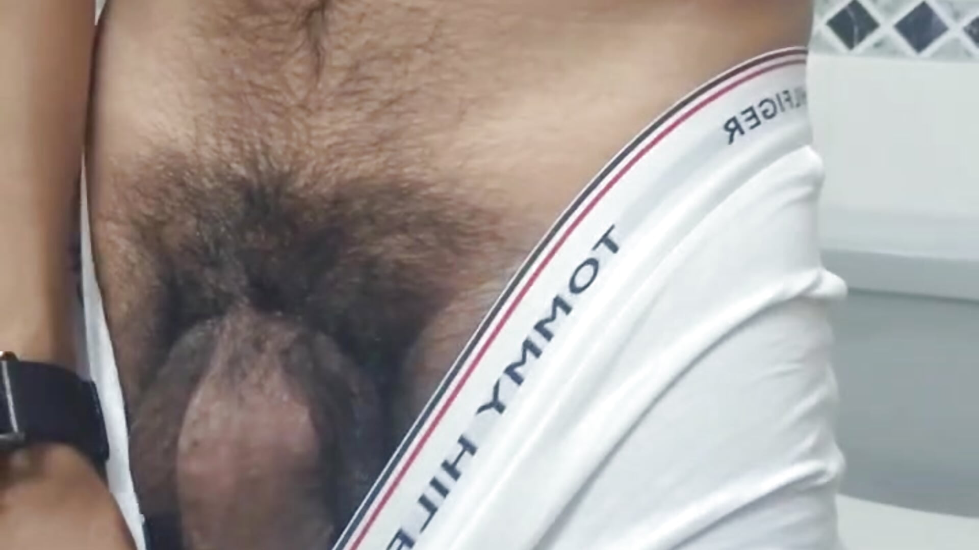 My hairy dick is out of my white boxer - video của người mẫu cam steffaa
