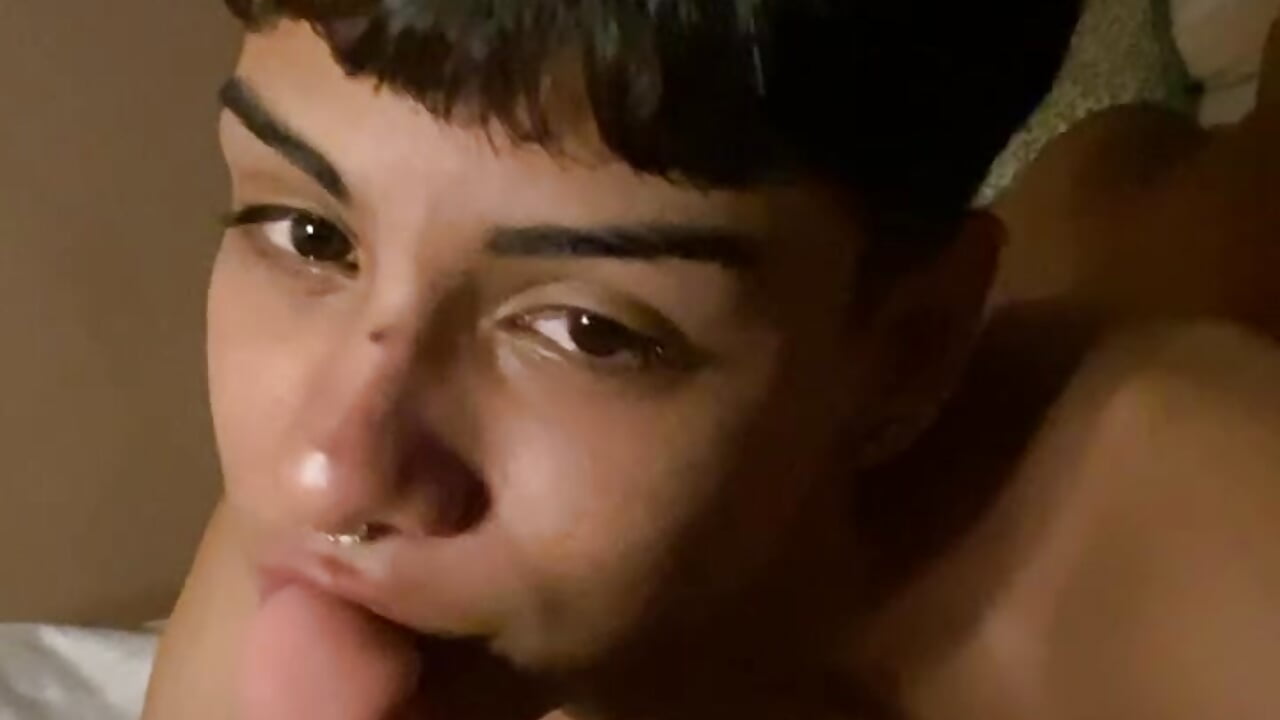 Hot blowjob to my dildo