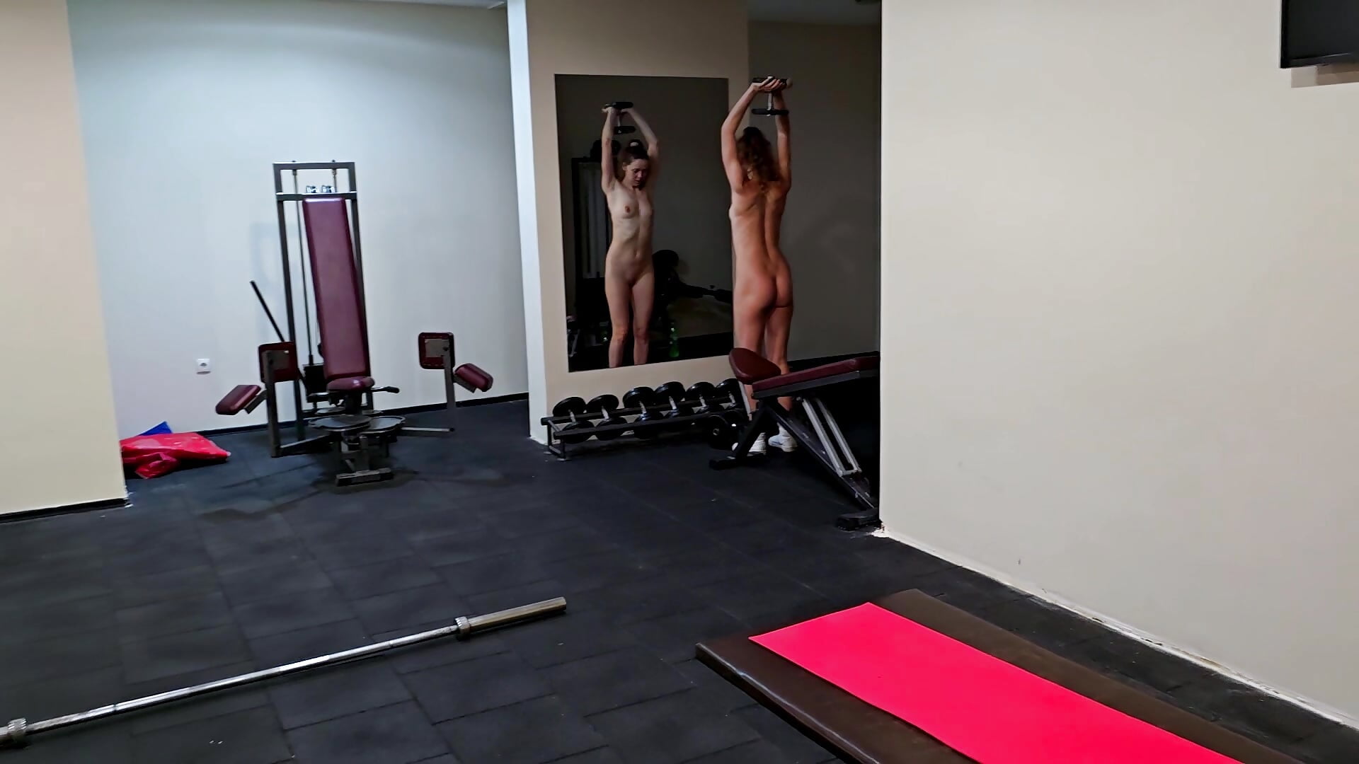 🔥🎬RISKY Hotel Gym NAKED Training🔥🎬