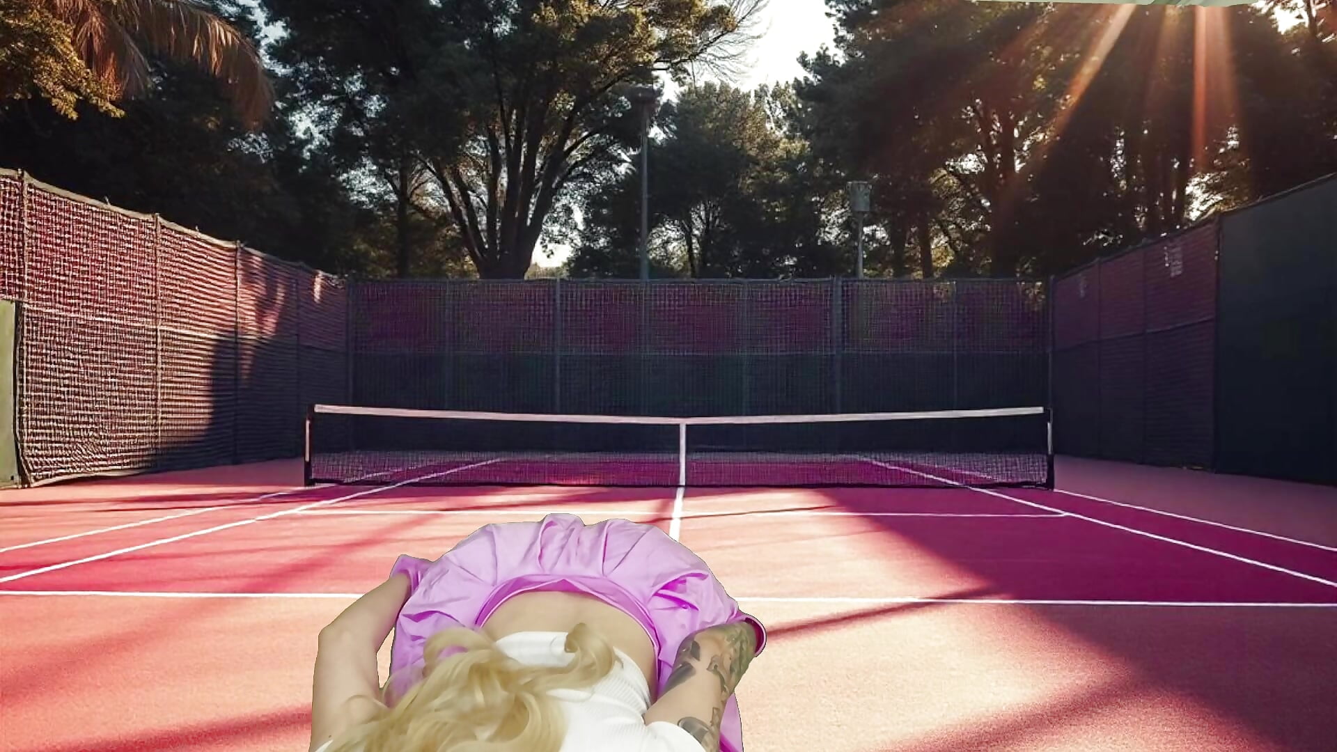 Barbie does strip dance on the tennis court