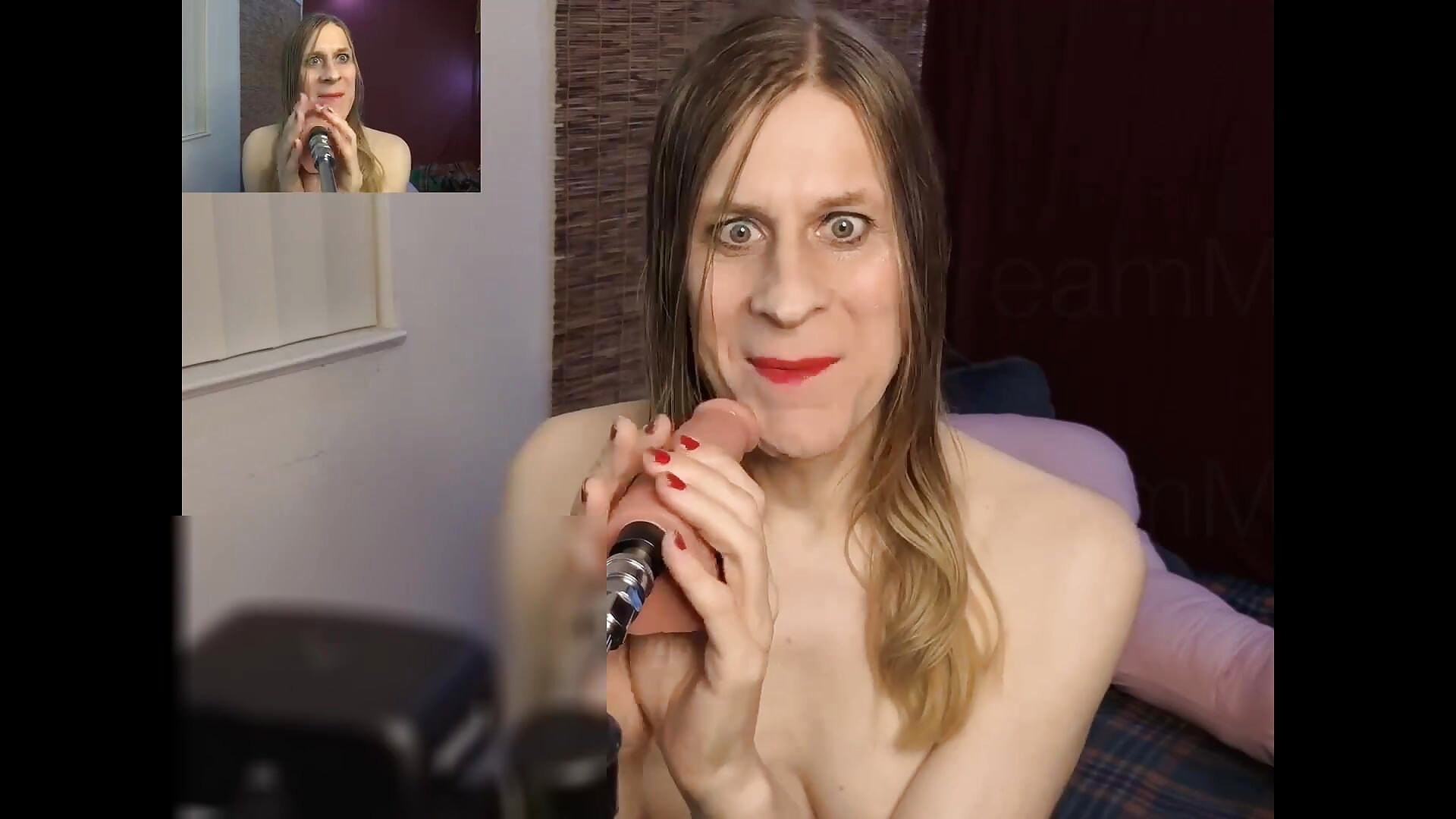 Long 7 minute deepthroat BJ on sex machine pumping my throat - video by AliceSpectrum cam model