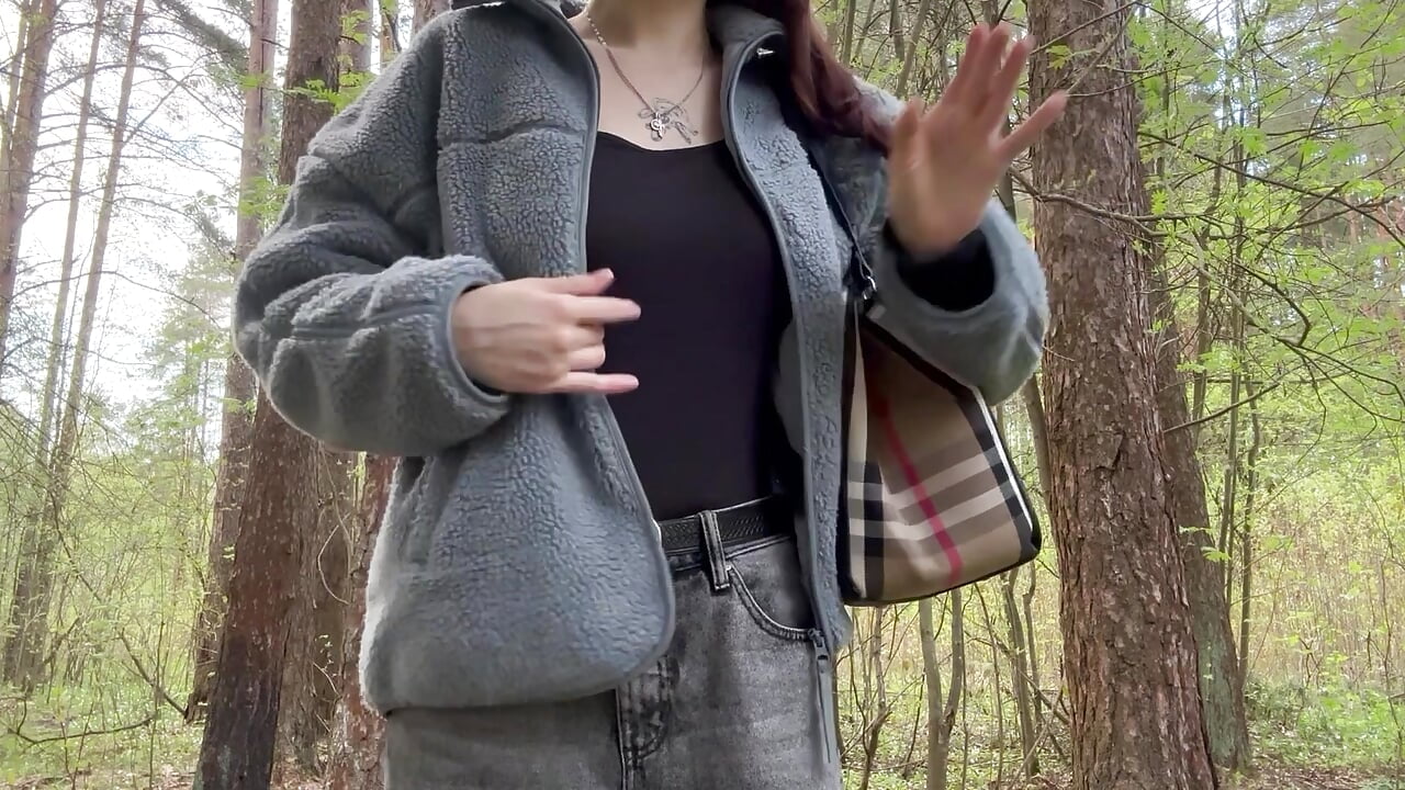 Flash my big boobs in public park! - video by Delcatty cam model