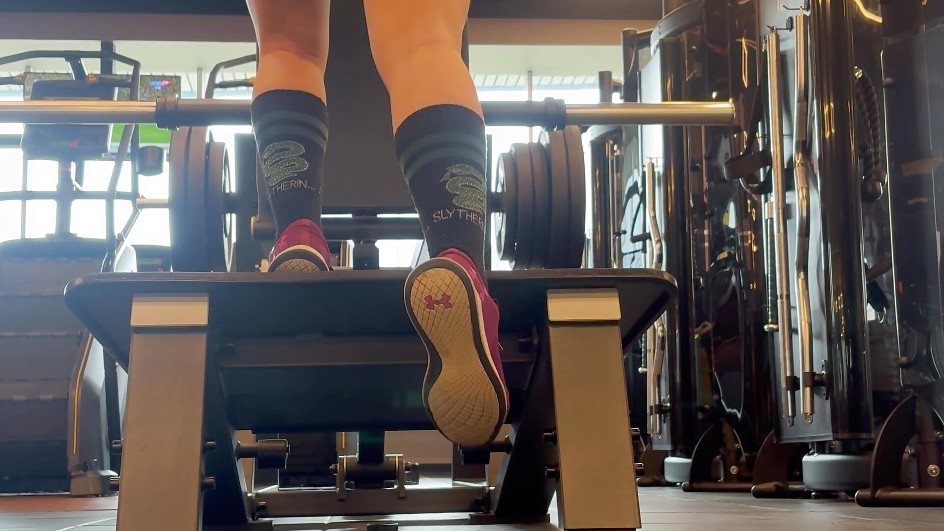 Step ups in V squat machine 🥵 - video by Lana_Herondale cam model