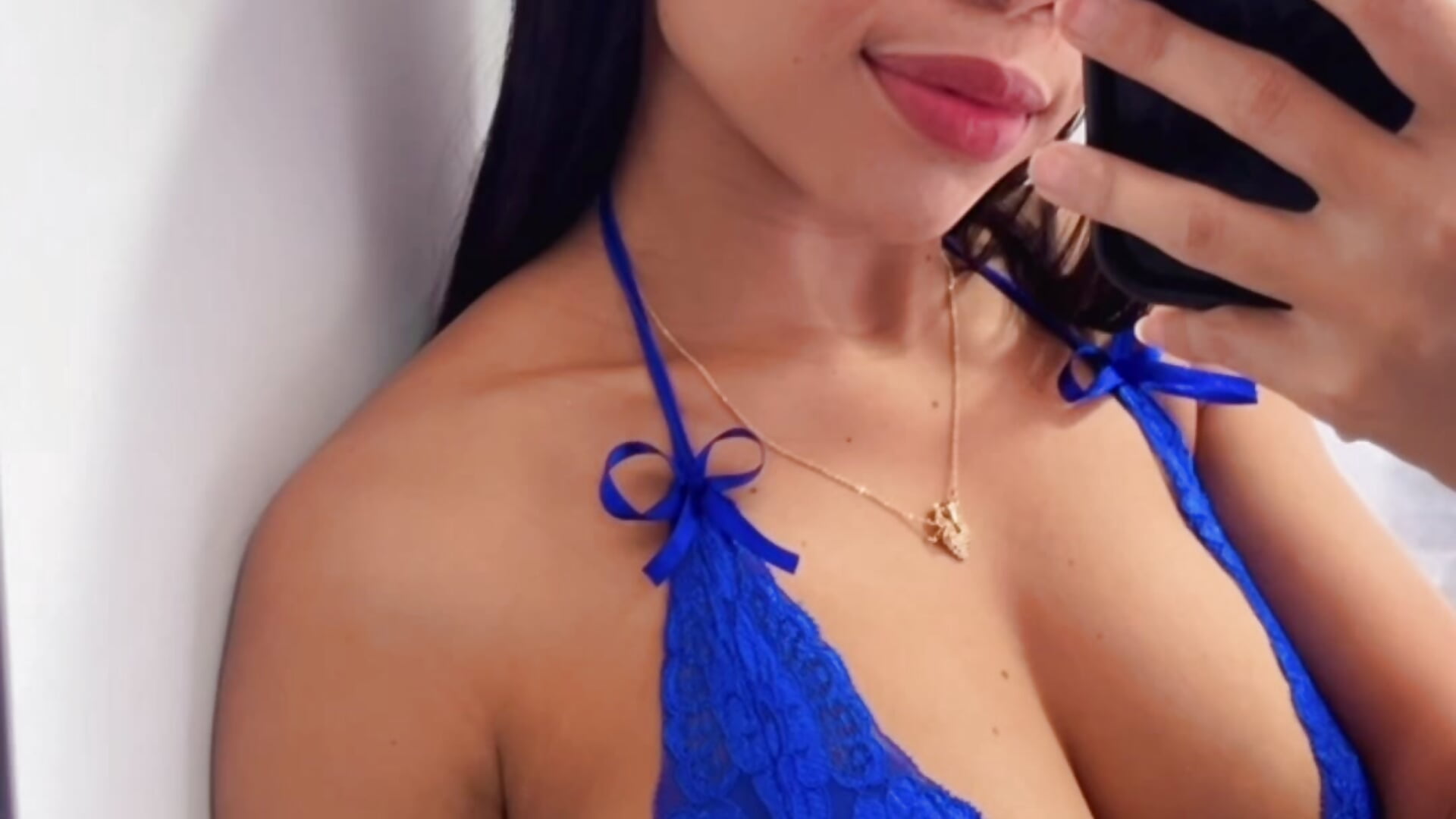 Blue lingerie - video oleh model kamera anne-brown13