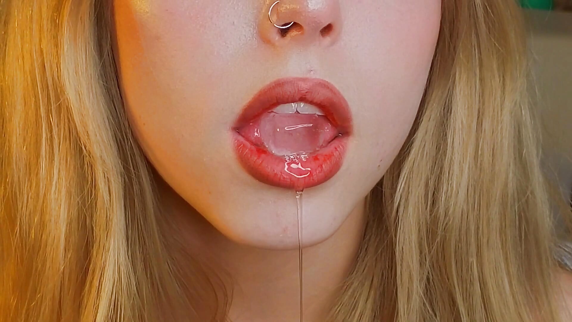 Drool is dripping down from my mouth