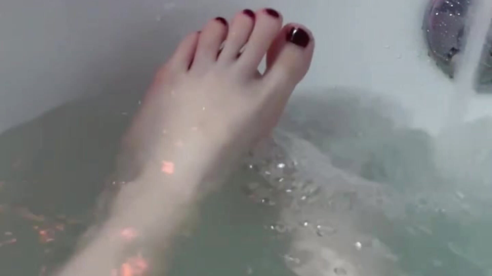 foot teasing in the bathroom