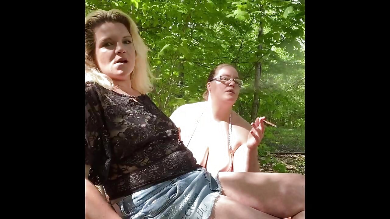 Smoking and flashing with Honey and Emily - video by Love86Emily cam model