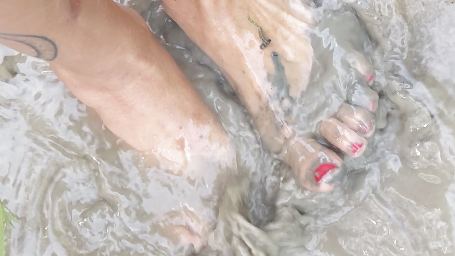Red Toes in River