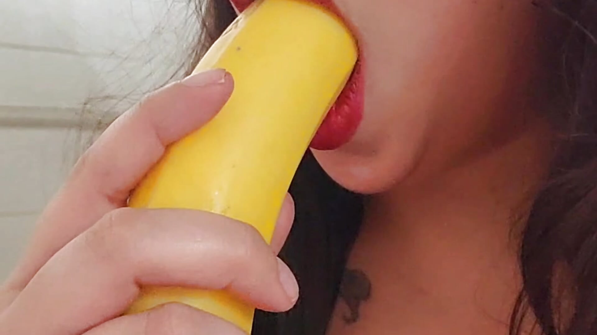 Eating a banana
