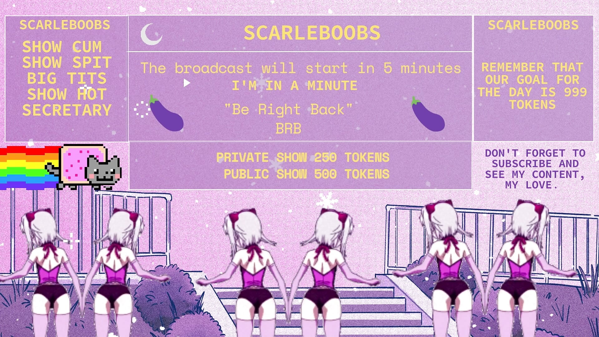 Pantalla de Twitch Anime Música Rosa Violeta Blanco - video by ScarlettBoobs_ cam model
