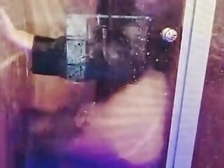 Masturbating with boots and pantyhose in my shower