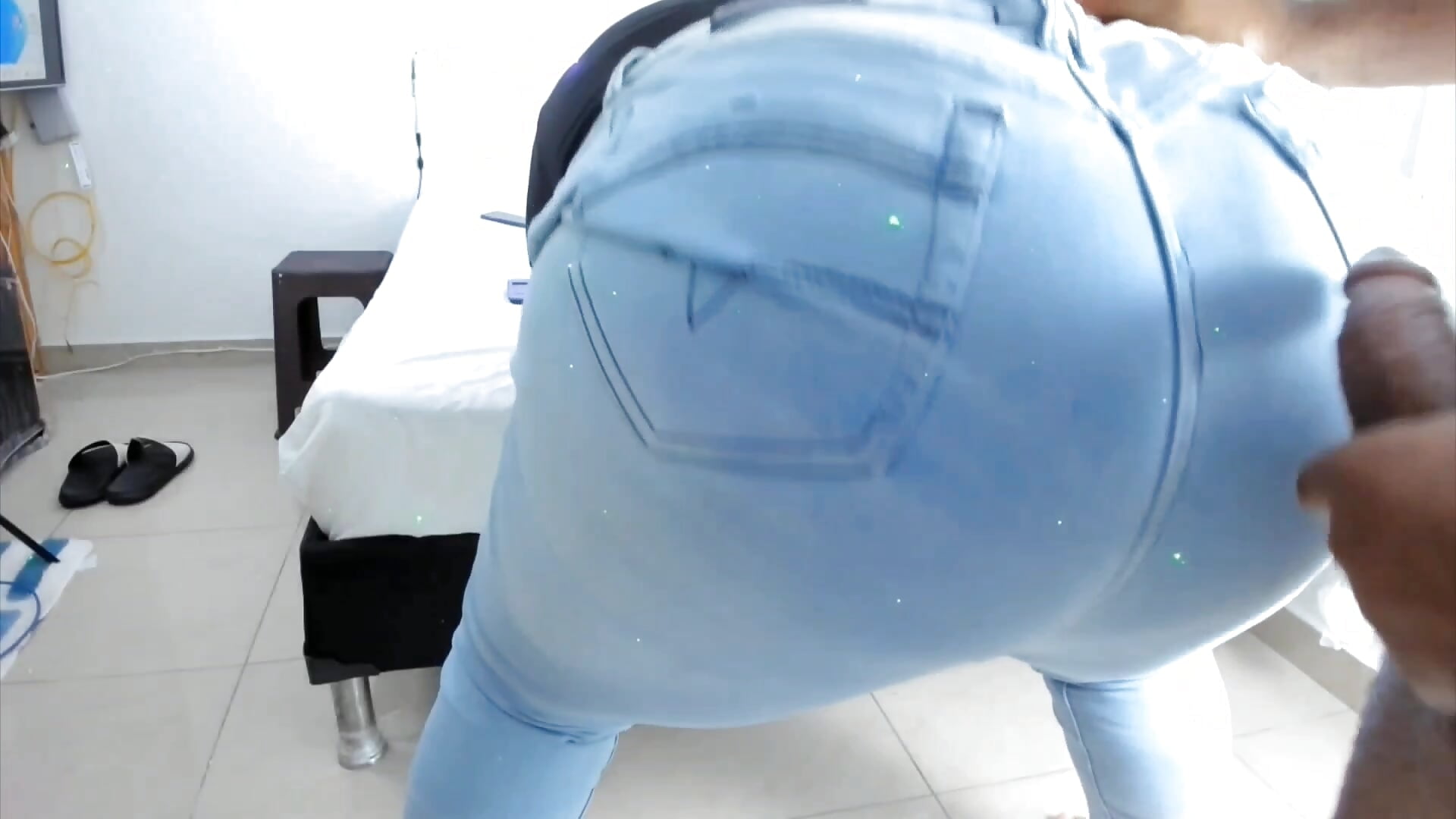 This huge cock is waiting for me and I'm in jeans