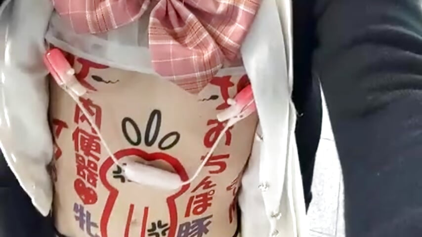 変態シースルー女子高生の落書き露出お散歩💖