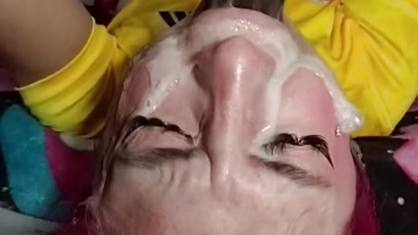 Lying on his back, sucking with saliva