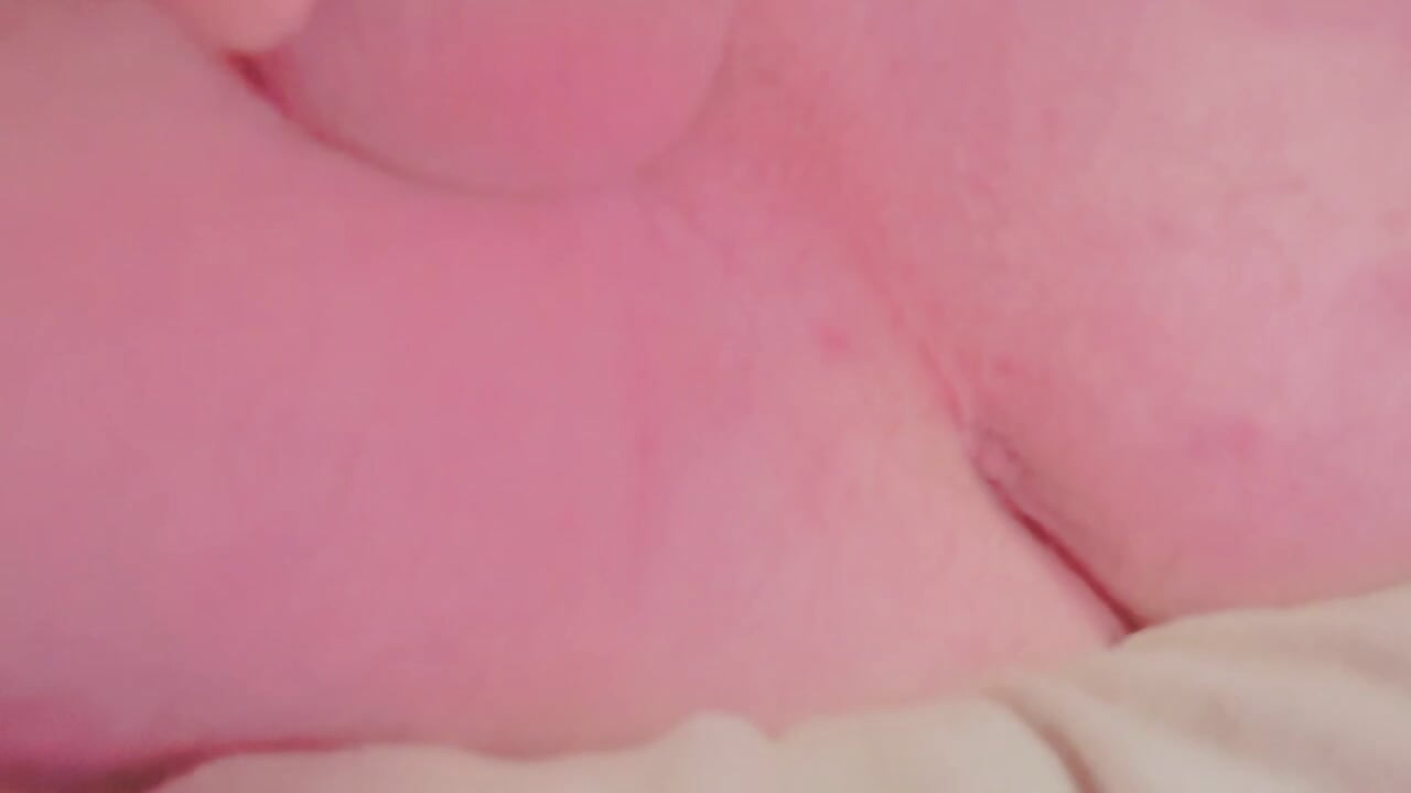 Pushed my cock and balls under my legs and spreading my asshole