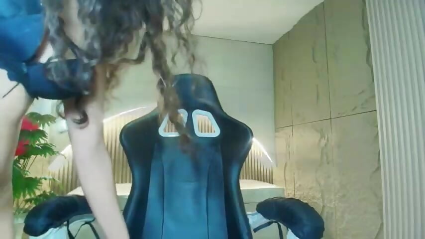 Jumping with dildo and bouncing tits