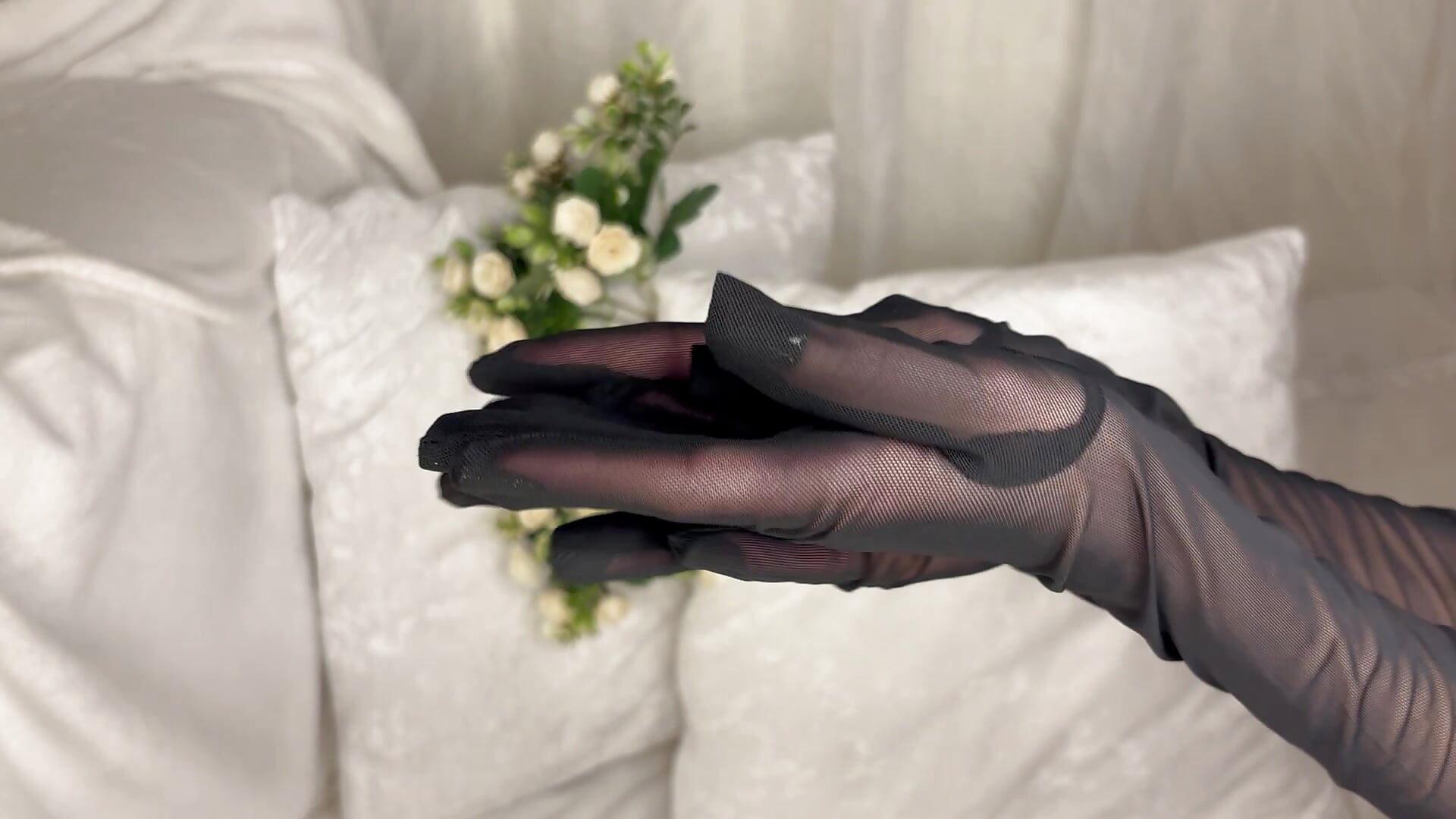 Sheer black gloves & elegant hands