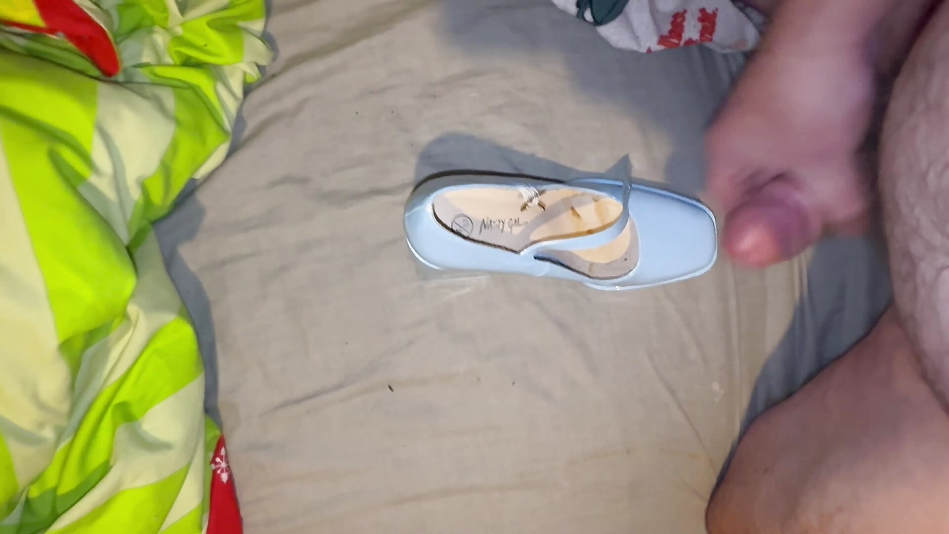 Cumming on Nast gal blue patent platforms - video van fortheloveofheels74 cam-model