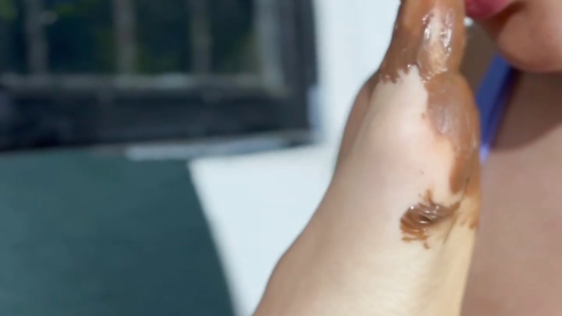 My girlfriend loves my feet full of chocolate, it excites me a lot - video by AshleyandCleo cam model