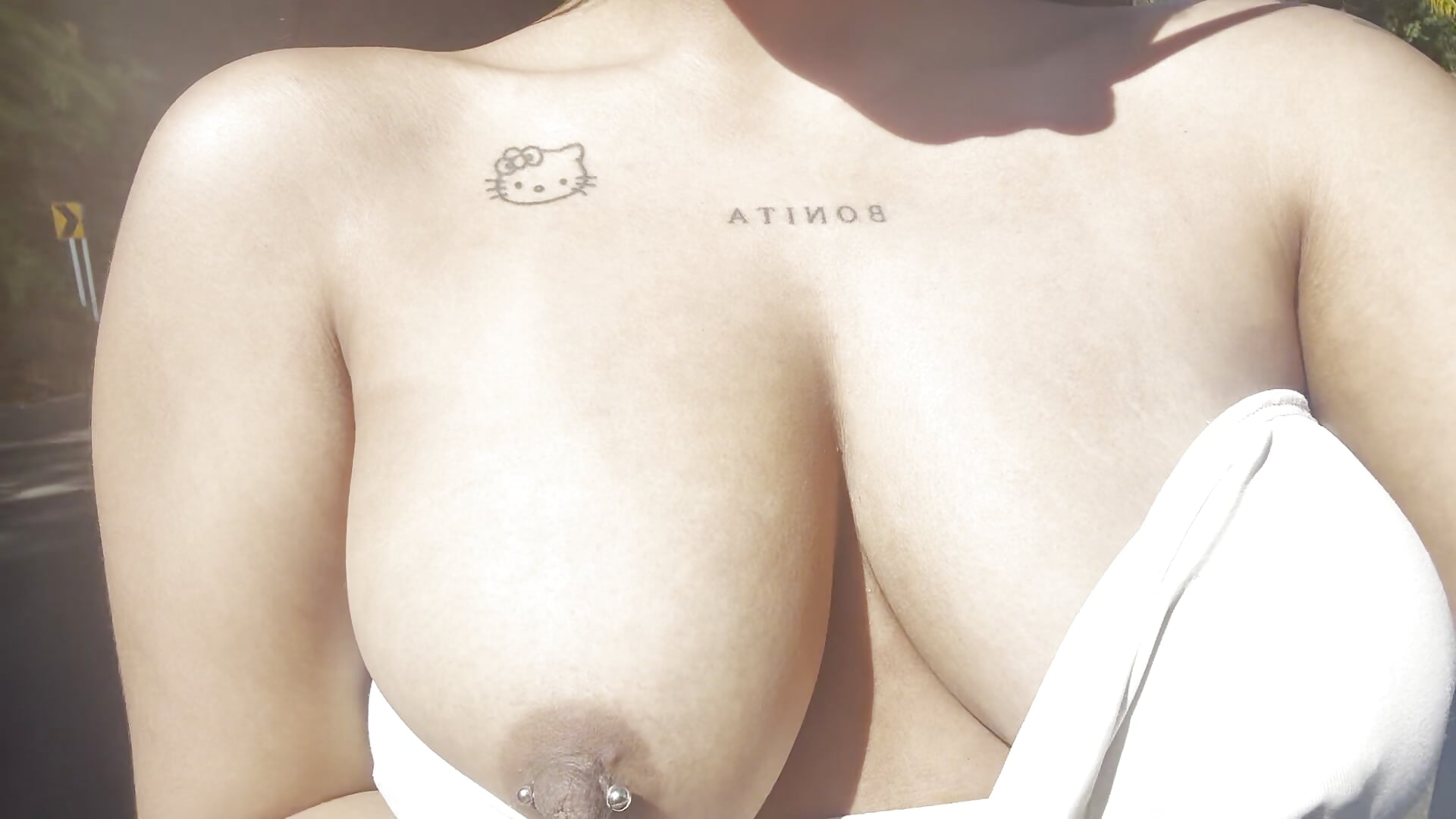 I show my tits on the street