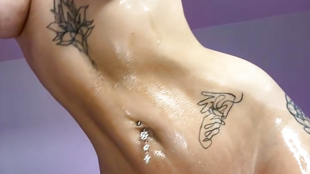 my naked body in oil with anal plug