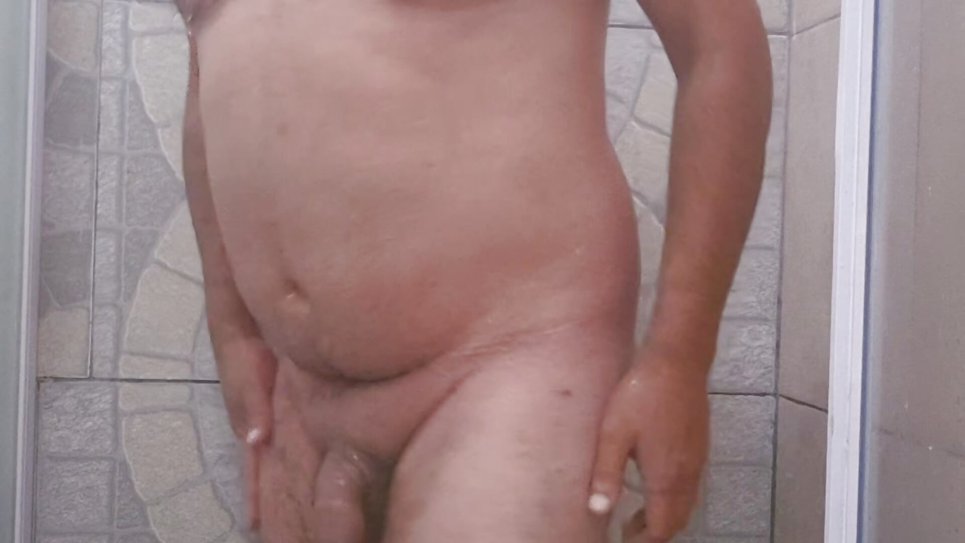 Washing dick in shower