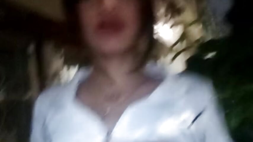 showing tits outdoors