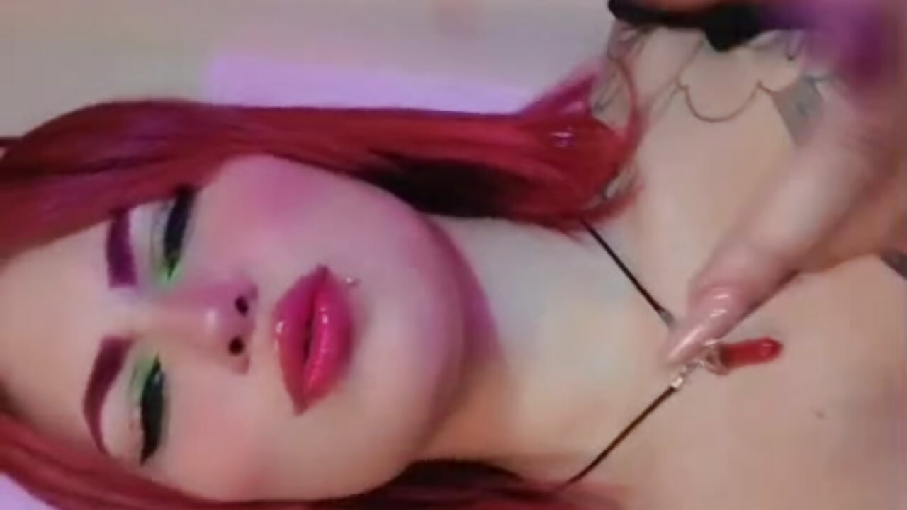 A look that undresses you + a sharp tongue… what more could you want? 😈 - video by Raven_Blue_ cam model