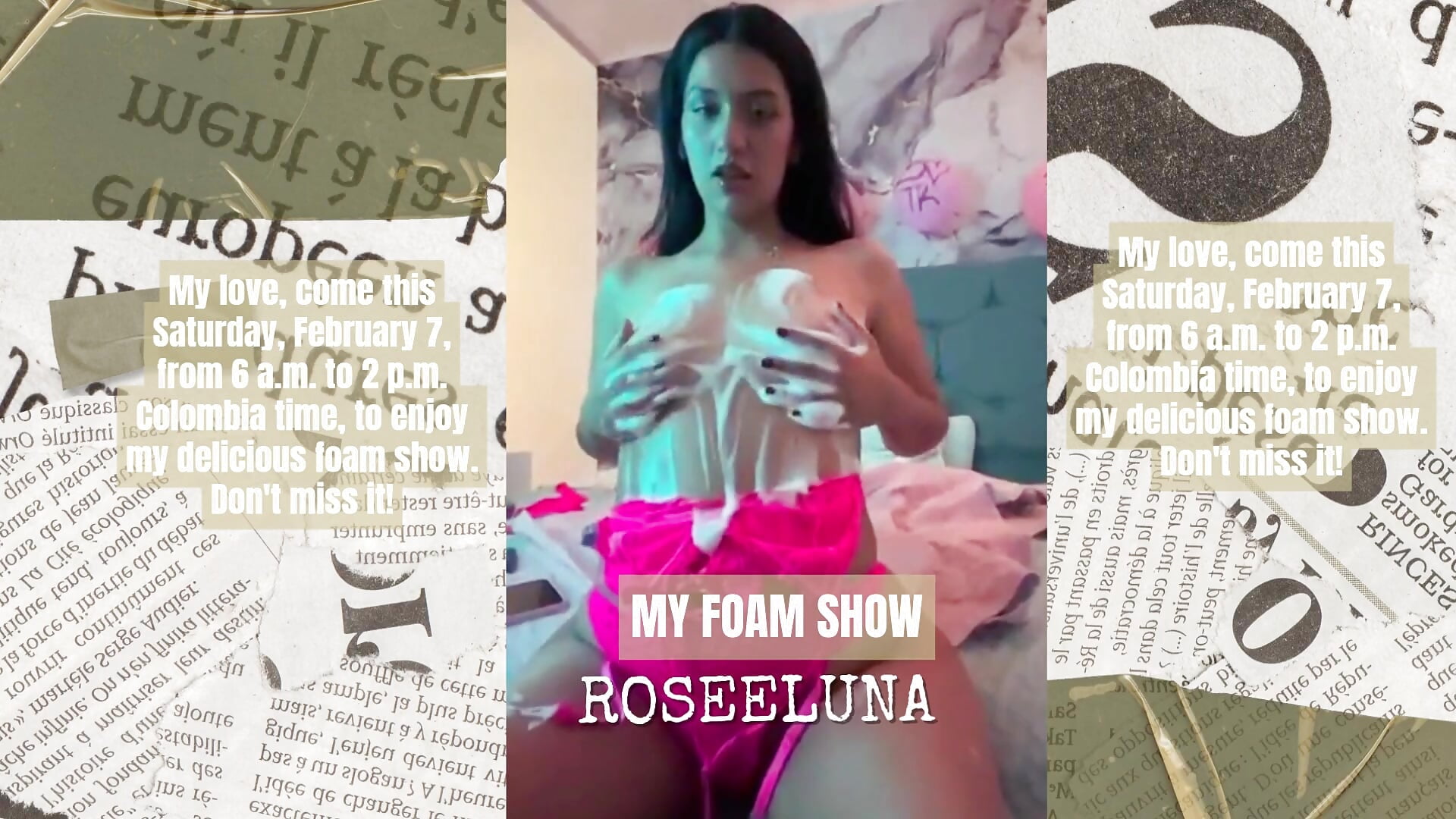 Foam Show this Saturday - vidéo du modèle de showcams RoseeLuna