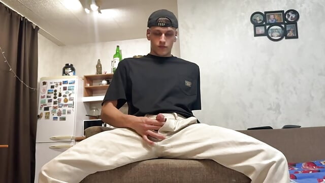 Jerking Through Fly, Cum on Pants