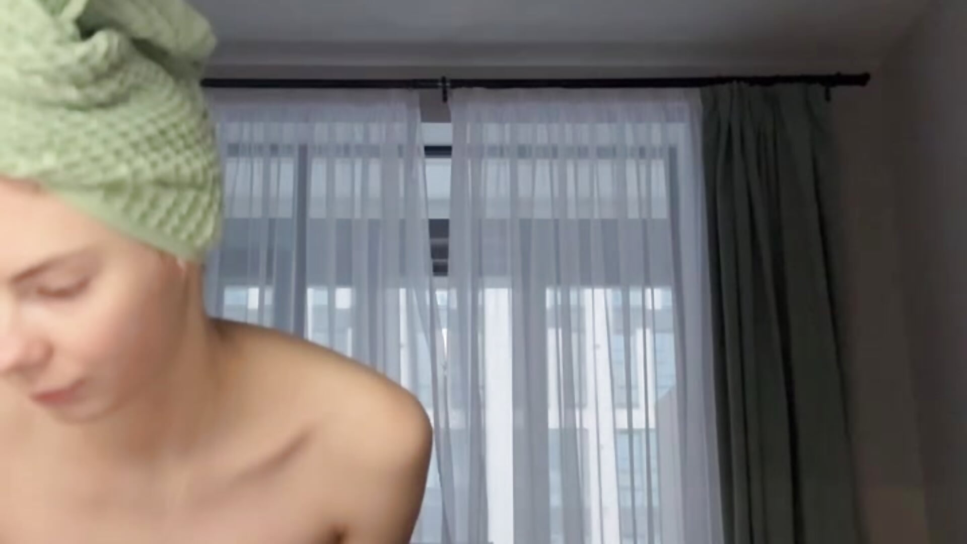 Naked barista after a shower))