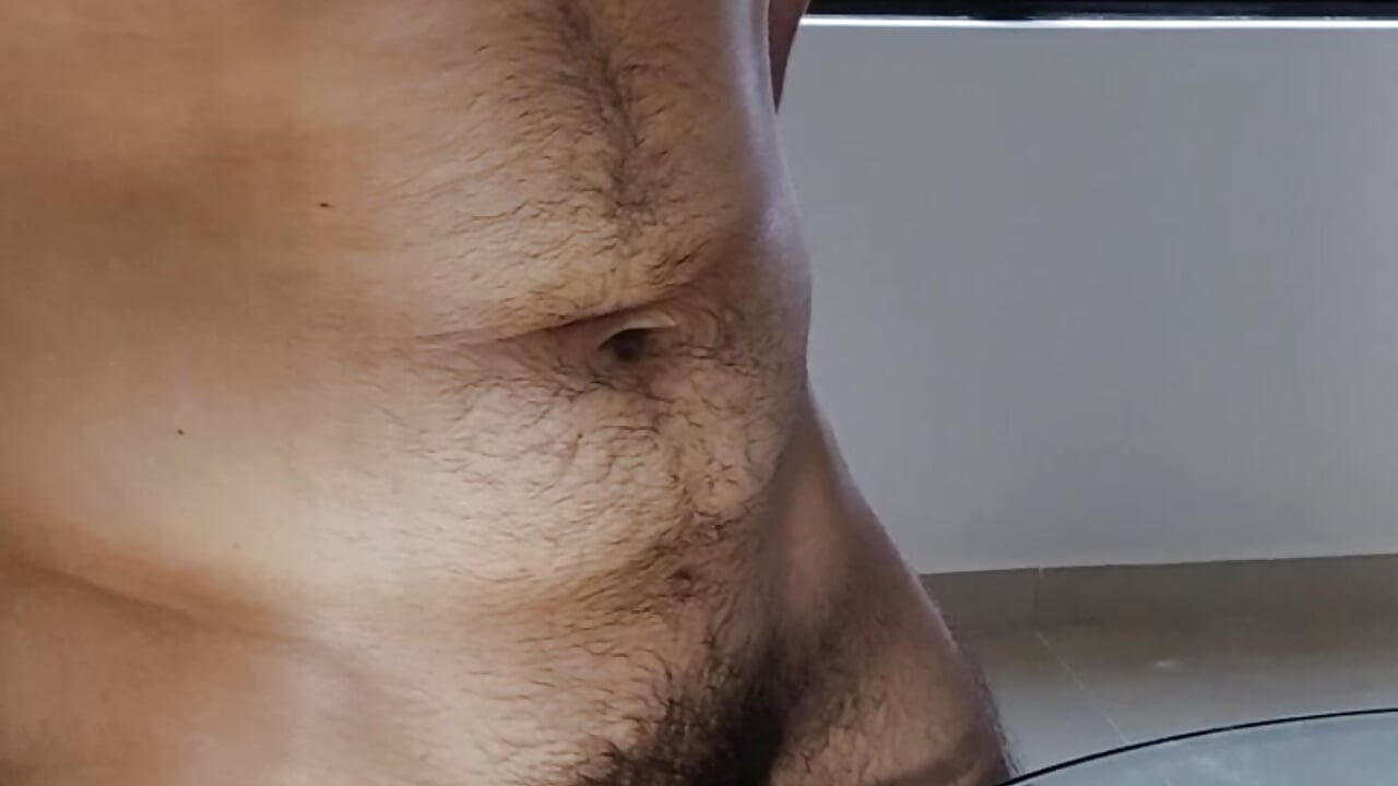 💚Cumshot without hands on the glass table💦💥