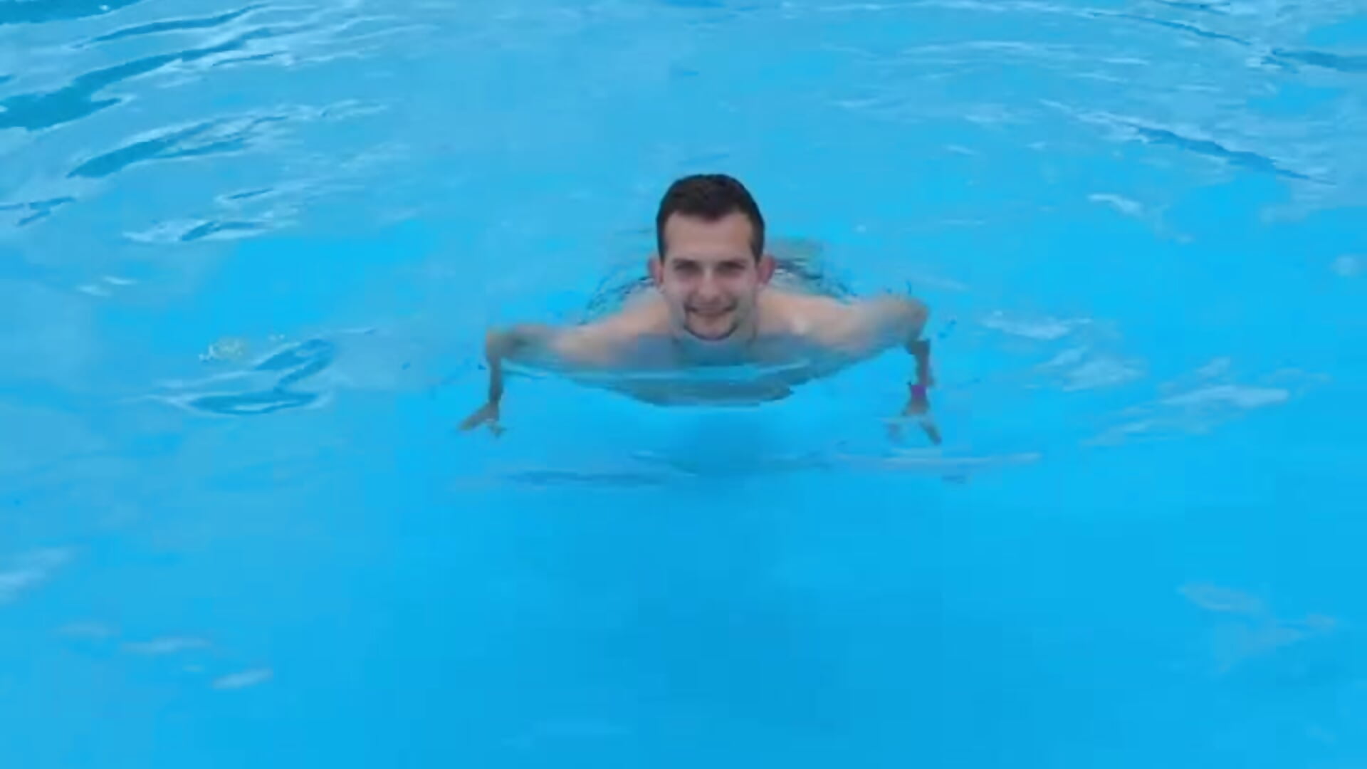 I swim in the pool.