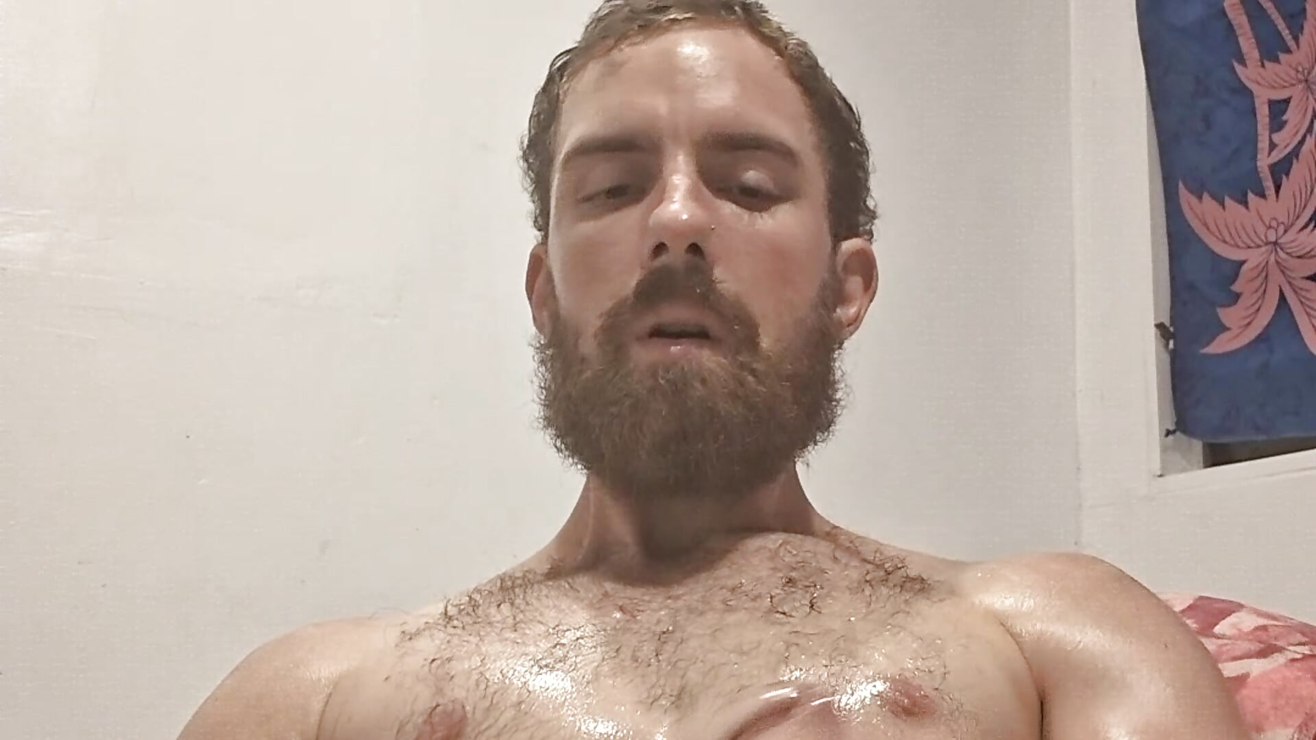 Oiled body, jerking off