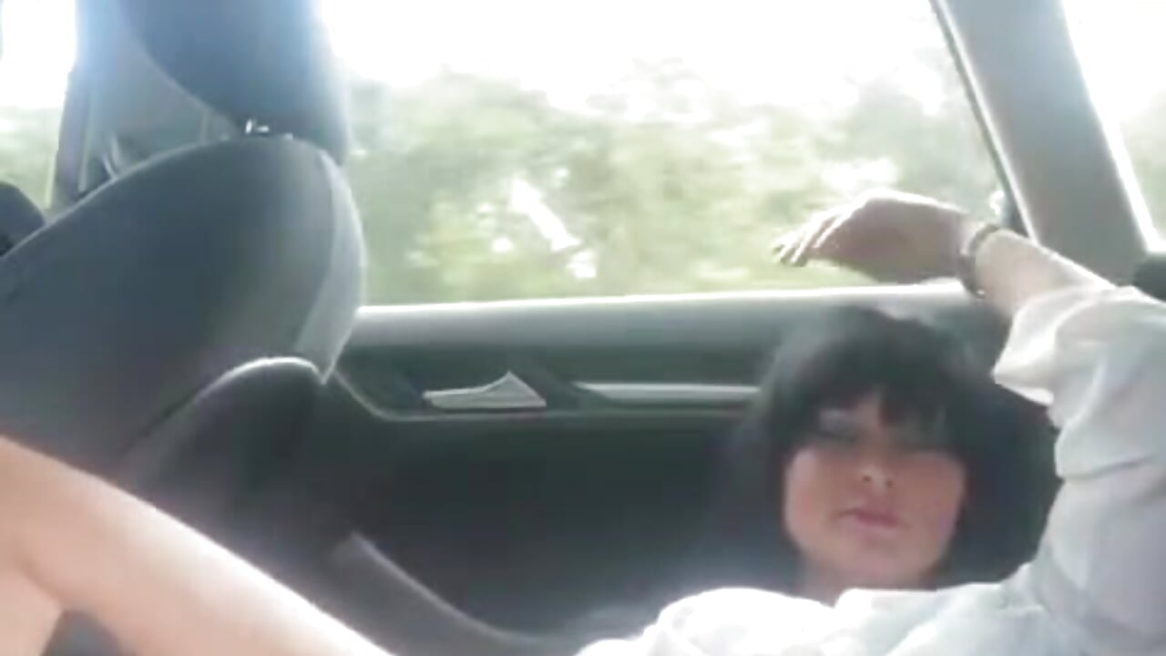 Fucking myself with dildo while hubby drives, squirting