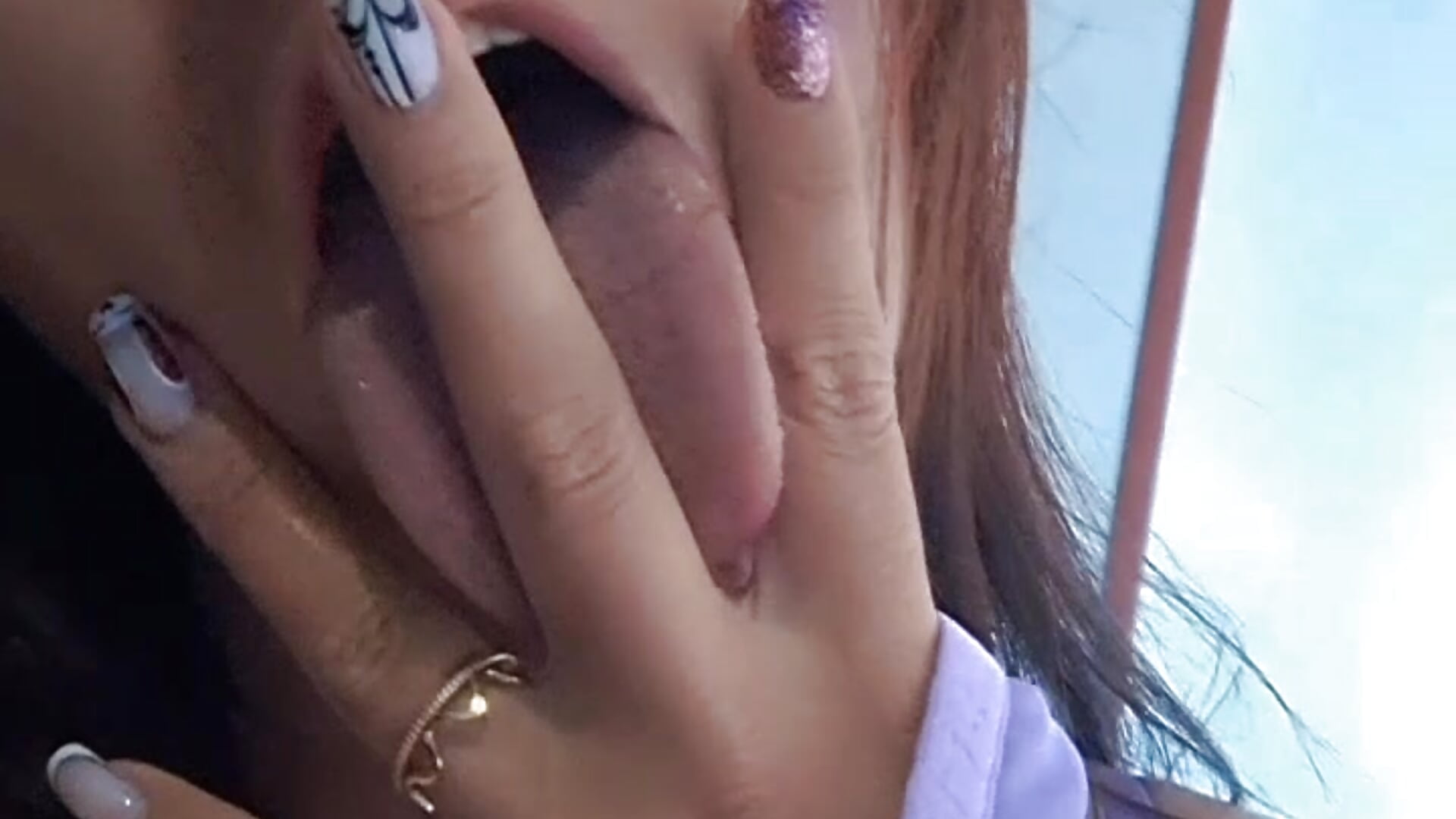 Dirty bitch licking and biting her panties! 👅👅💦